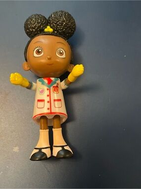 Scientist girl figure doll smart Play Doll Brown in White with Yellow Gloves lab